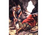 Once he spared Saul`s life when he found him in a cave, sleeping. 1 Samuel 24.4